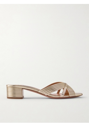 Aquazzura - Sundance 35 Metallic Leather Mules - Gold - IT36,IT36.5,IT37,IT37.5,IT38,IT38.5,IT39,IT39.5,IT40,IT40.5,IT41,IT41.5,IT42