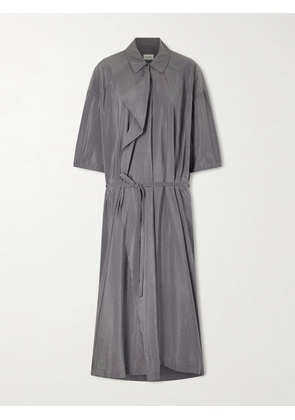 LEMAIRE - Belted Silk-blend Satin Shirt Dress - Gray - FR 34,FR 36,FR 38,FR 40,FR 42