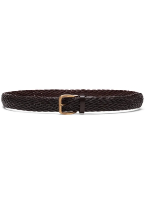 Brunello Cucinelli interwoven-design leather belt - Brown