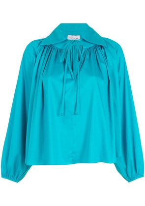Olympiah gathered-detail long-sleeved blouse - Blue