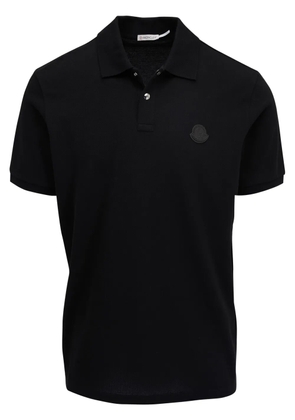 Moncler logo-patch cotton polo shirt - Black