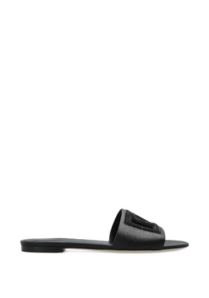 Dolce & Gabbana logo-lettering flat sandals - Black