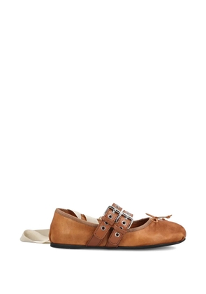 Miu Miu buckle-strap ballet flats - Brown