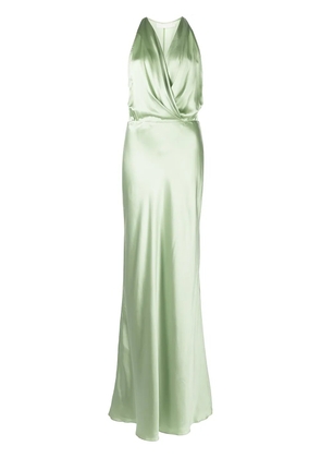 Michelle Mason draped halterneck gown - Green