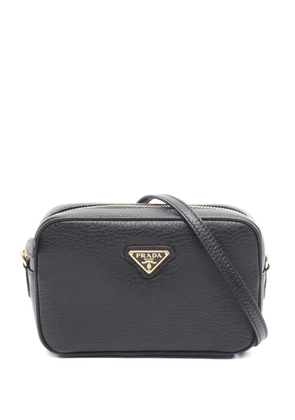 Prada Pre-Owned 2020s triangle-logo leather shoulder bag - Black
