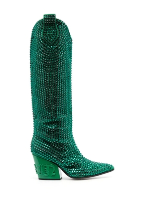 Philipp Plein 75mm crystal-embellished boots - Green