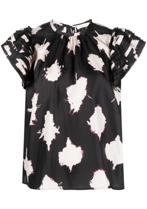 Ulla Johnson splotch-print silk blouse - Black