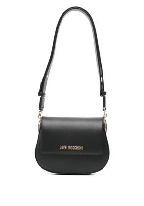 Love Moschino logo-plaque curved cross body bag - Black