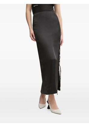 Karl Lagerfeld Jeans satin side-lace skirt - Black