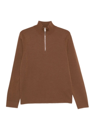 SANDRO high-neck zip-up sweater - Brown