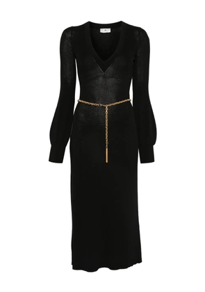 Elisabetta Franchi balloon-sleeve V-neck midi dress - Black