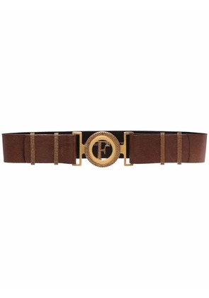 Gianfranco Ferré Pre-Owned 1990s cut-out logo buckle leather belt - Brown