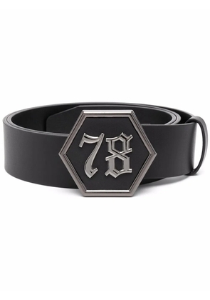 Philipp Plein gothic logo-buckle belt - Black