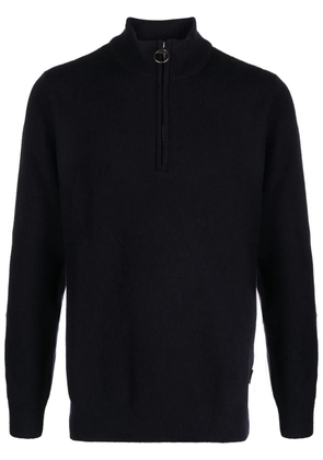Barbour funnel-neck zip-up wool jumper - Blue