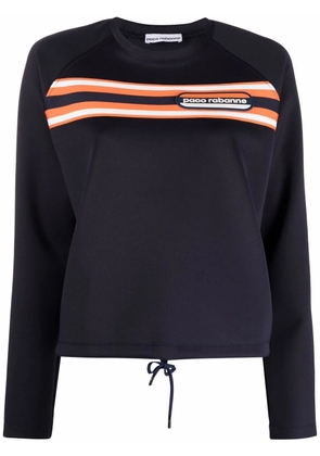 Rabanne logo-patch striped sweatshirt - Blue