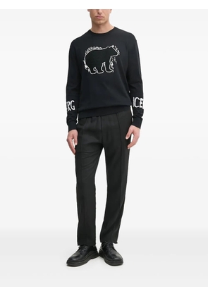 Iceberg embroidered long-sleeve sweater - Black