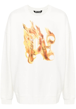 Palm Angels logo-flame print sweatshirt - Neutrals