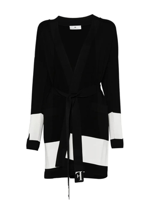 Elisabetta Franchi stripe-panel belted cardigan - Black