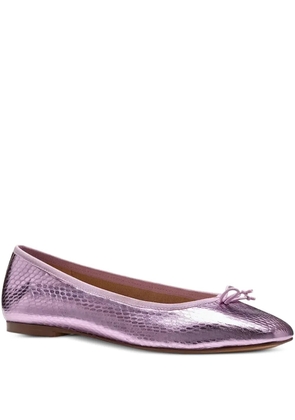 Geox metallic-effect snakeskin-embossed leather ballet flats - Purple