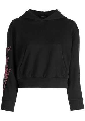 We11done sleeve-patch cropped hoodie - Black