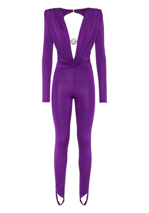 Philipp Plein Shoulder Padded bodycon-design jumpsuit - Purple