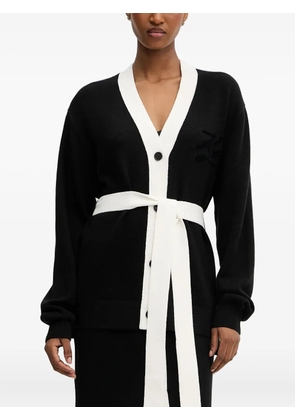 Karl Lagerfeld contrast-panel logo cardigan - Black