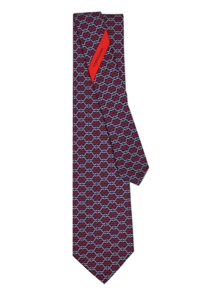 Ferragamo Gancini-print silk tie - Blue
