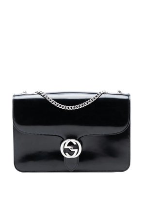 Gucci Pre-Owned 2016-2026 Medium Polished Calfskin Dollar Interlocking G crossbody bag - Black