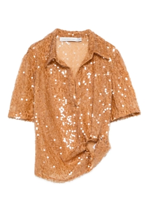 Christopher Esber sequin-embellished polo top - Brown