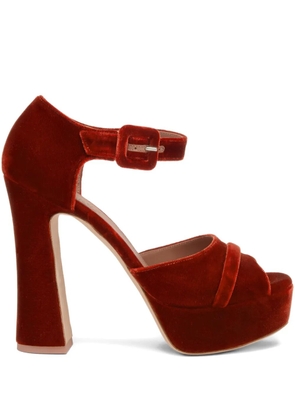 Malone Souliers 125mm Yuri Buckle velvet platform heeled sandals - Orange