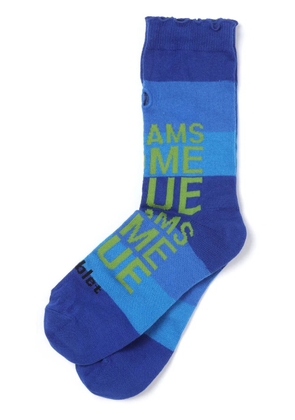 Doublet slogan-print striped socks - Blue