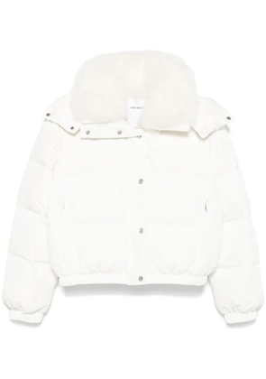 Yves Salomon contrasting-collar ski jacket - White
