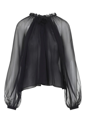 Alberta Ferretti balloon-sleeve silk blouse - Black