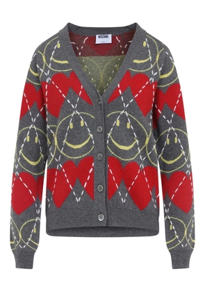 Moschino smiley-heart cardigan - Grey