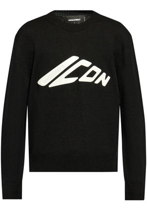 DSQUARED2 Icon logo-print virgin wool jumper - Black