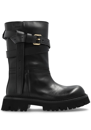 Moschino buckle-strap boots - Black