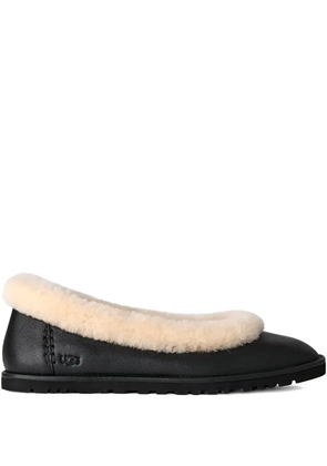 UGG fur trim ballerina shoes - Black
