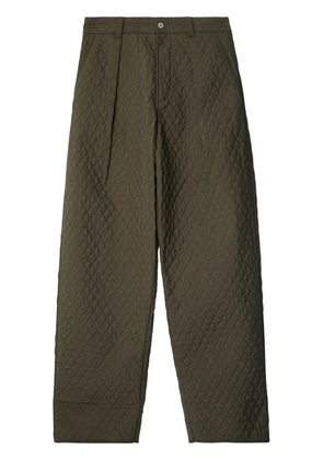 Burberry diamond-quilted pleat-detailing trousers - Green