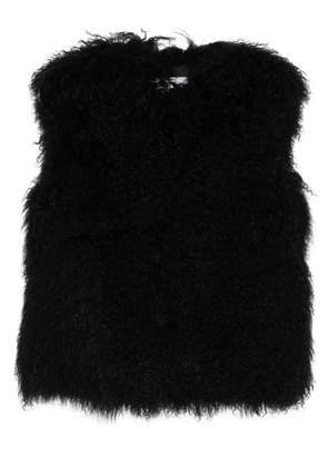 Yves Salomon sleeveless curly-fur vest - Black