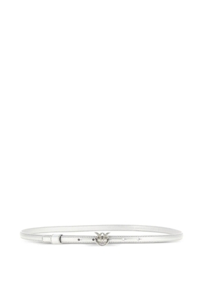 PINKO leather logo-plaque belt - White