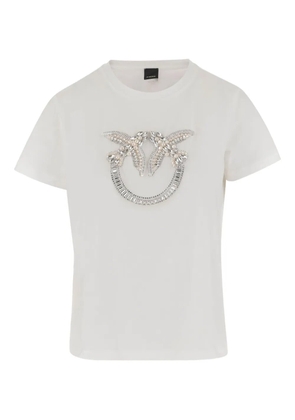 PINKO crystal-embellished logo crew-neck T-shirt - White
