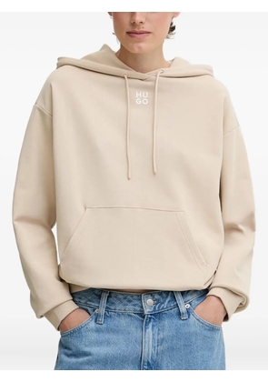 HUGO logo-embroidered hoodie - Neutrals