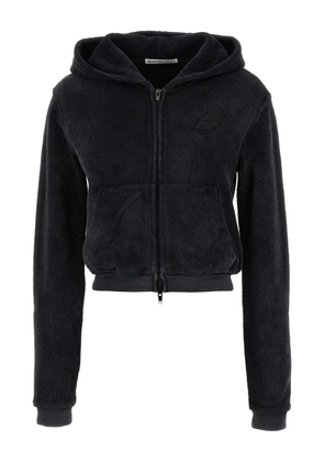 Alexander Wang logo-embroidered zip-front hoodie - Black