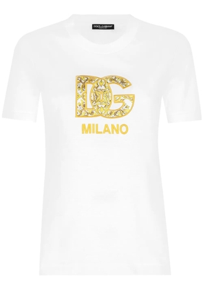 Dolce & Gabbana DG-embroidered cotton T-shirt - White