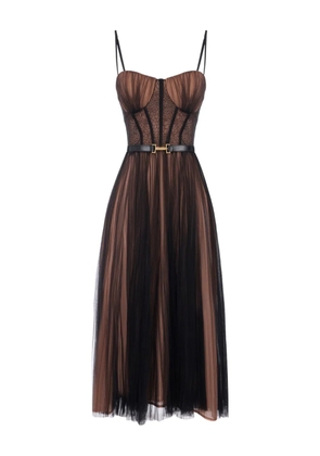 Elisabetta Franchi bustier-style pleated tulle dress - Black