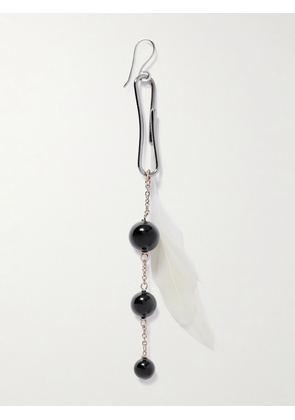 LEMAIRE - Dot Silver- And Gold-tone, Onyx And Feather Single Earring - Black - One size