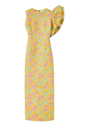 DESTREE one-shoulder floral midi-dress - Yellow