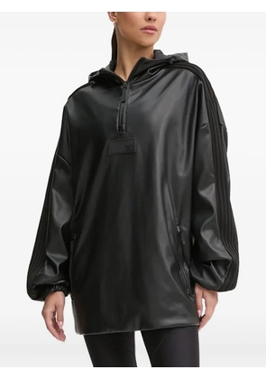 Ea7 Emporio Armani faux-leather hoodie - Black