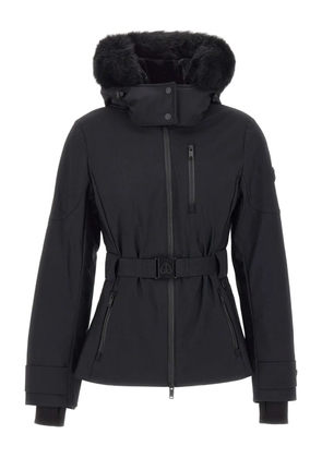 Moose Knuckles faux fur hooded belted jacket - Black