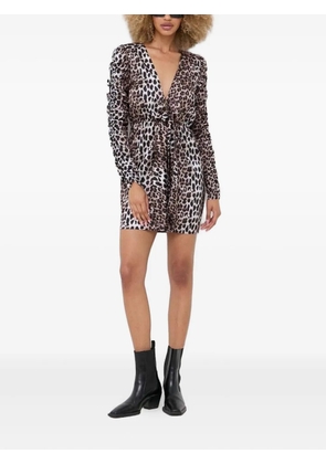 Notes du Nord leopard-print tie-front mini dress - Red